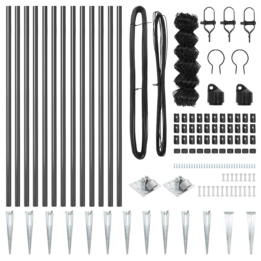 Stängselstolpe Grå 25 x 0,6 m (60 x 60 mm nät) Stål och PVC