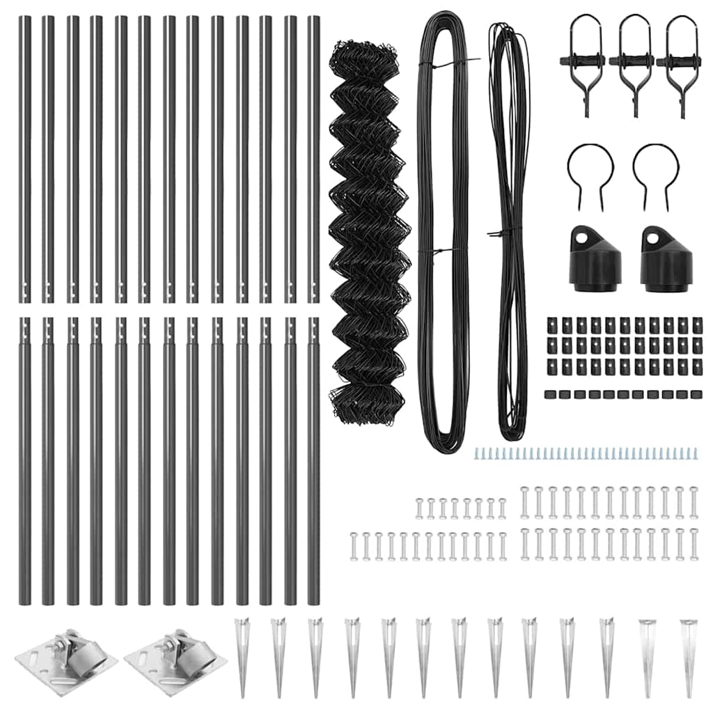 Stängselstolpe Grå 25 x 1,4 m (60 x 60 mm nät) Stål och PVC