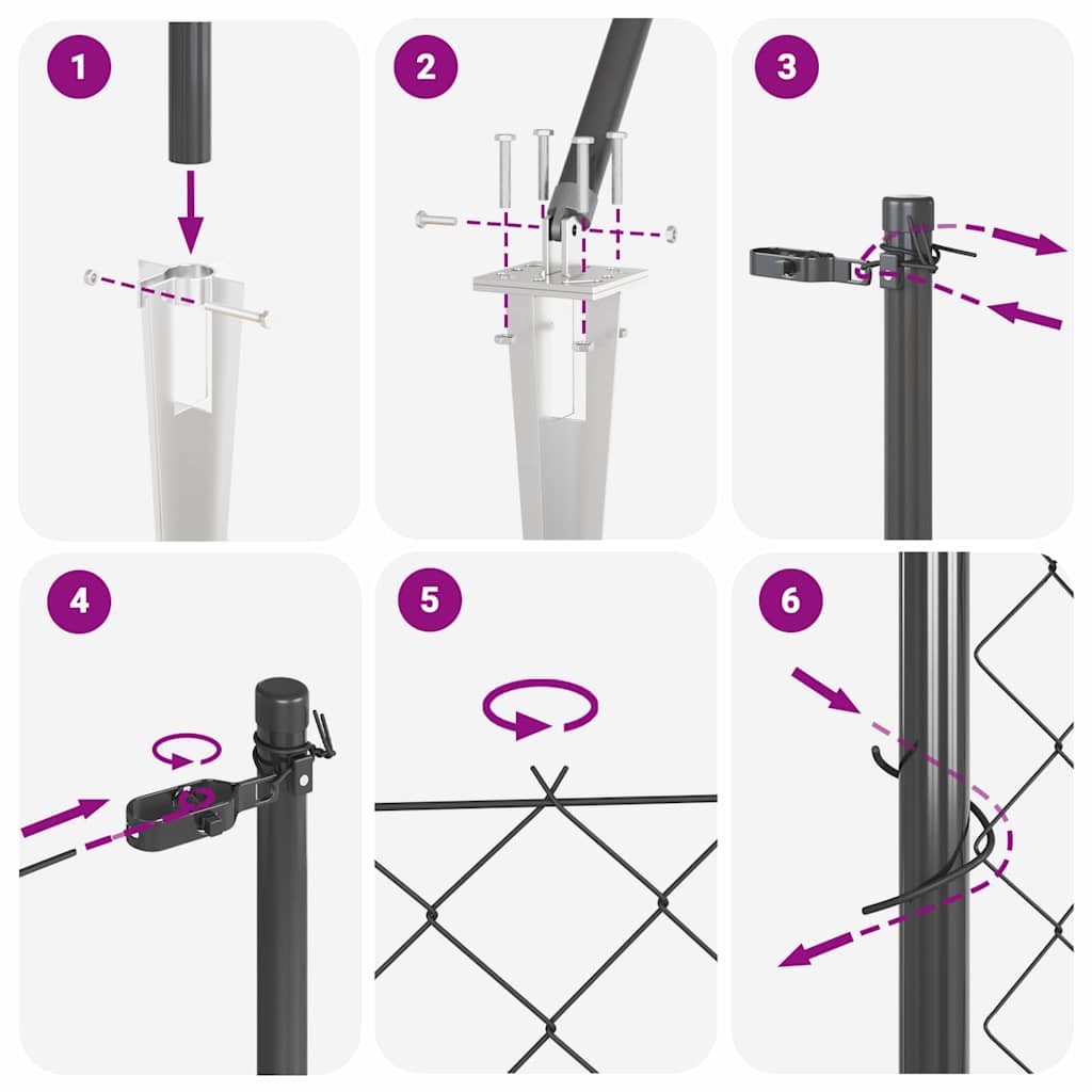 Stängselstolpe Grå 25 x 1,6 m (60 x 60 mm nät) Stål och PVC