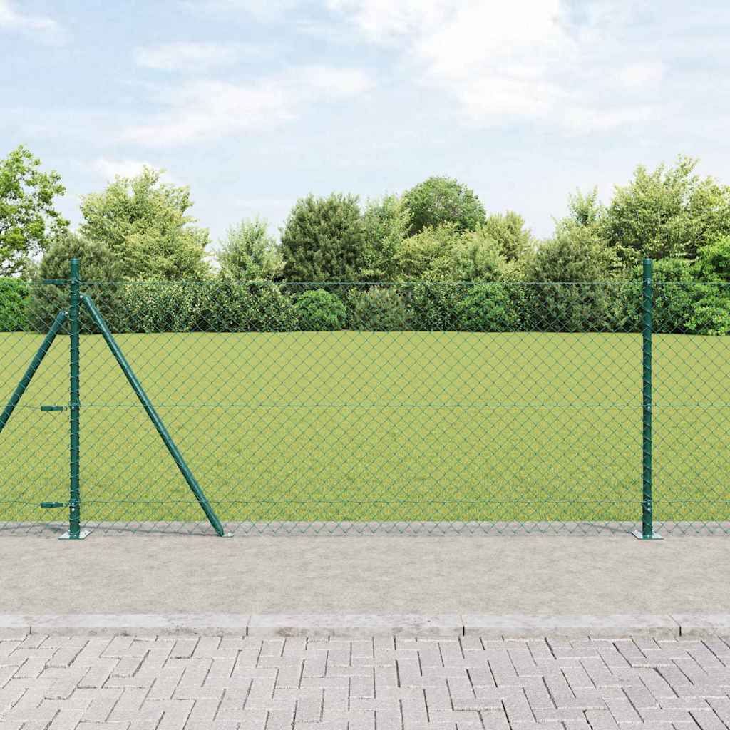 Länkfence med betongbas 0,8 x 25 m PVC-belagda stål Grön Mesh