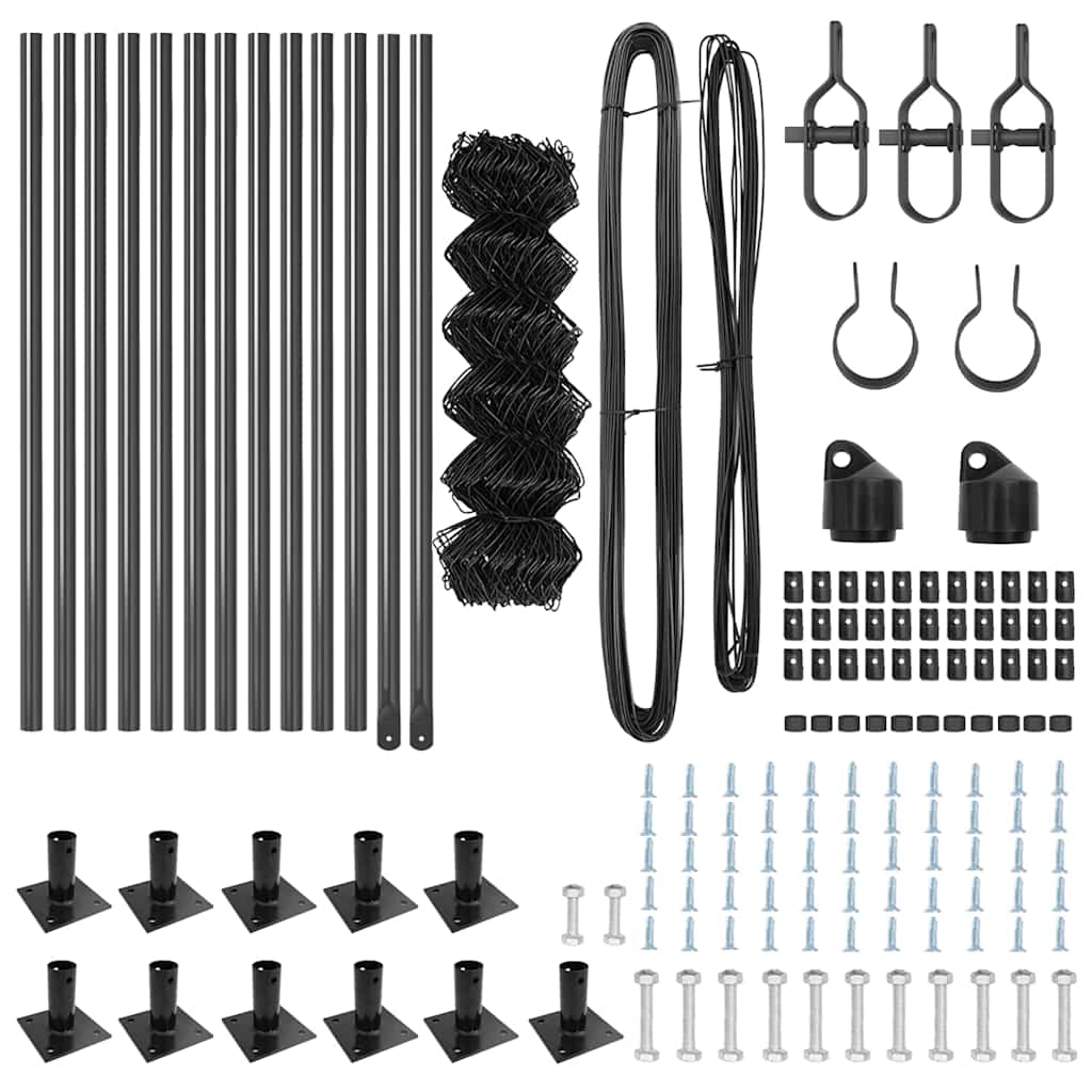 Stängselstolpe Grå 25 x 0,4 m (60 x 60 mm nät) Stål och PVC