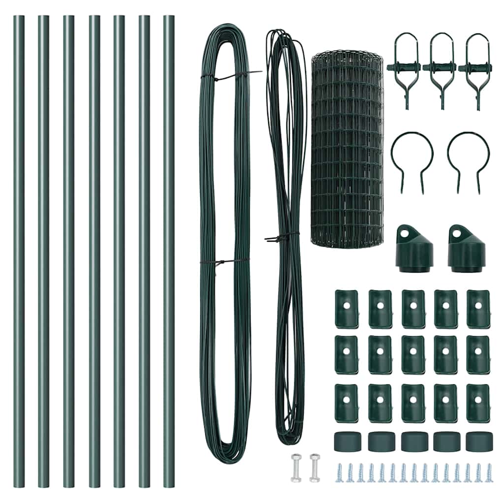 Stängsel med stolpe Grön 0,4 x 10 m Stål och PVC