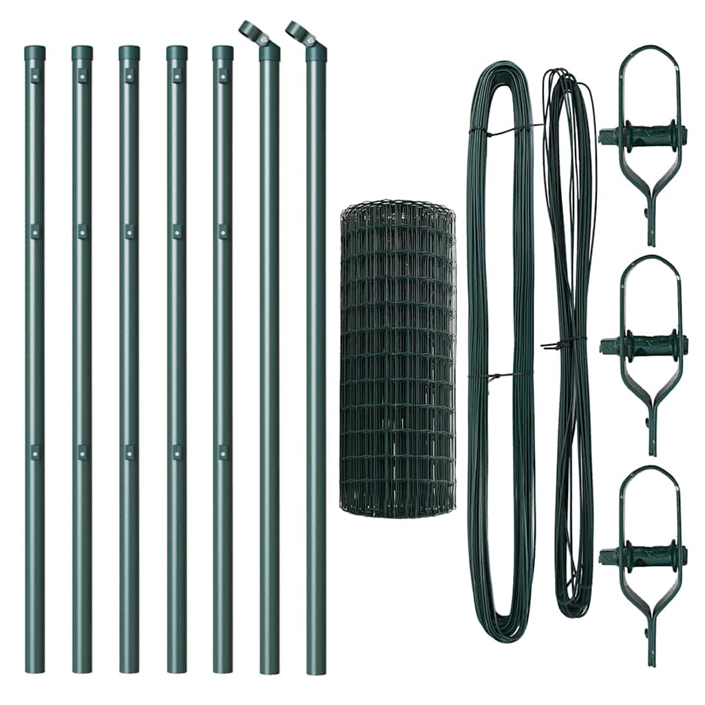 Stängsel med stolpe Grön 0,6 x 10 m Stål och PVC