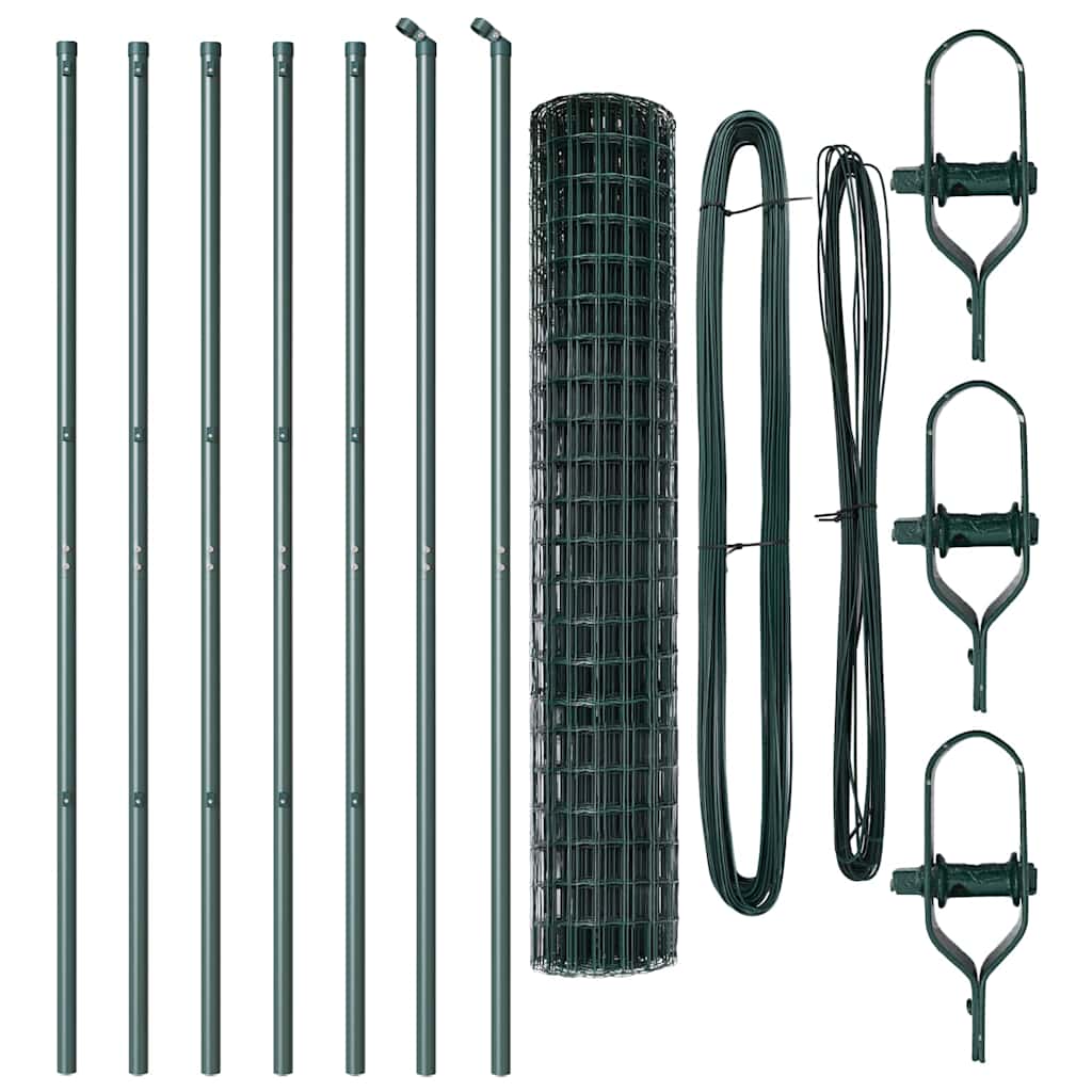 Staket med stolpar Grön 1.5 x 10 m Stål