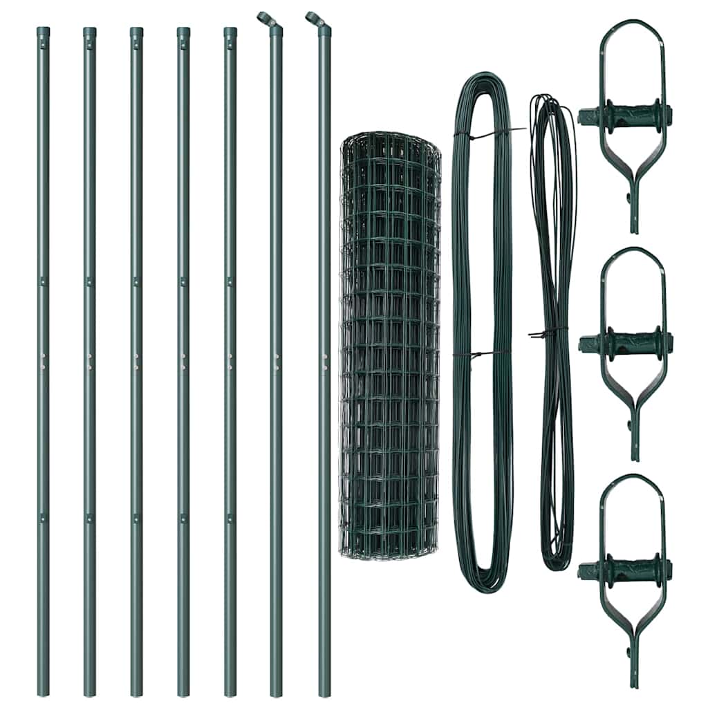 Stängsel med stolpe Grön 1 x 10 m Stål och PVC