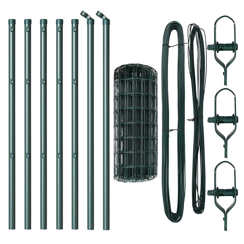 Stängsel med stolpe Grön 0,6 x 10 m Stål och PVC