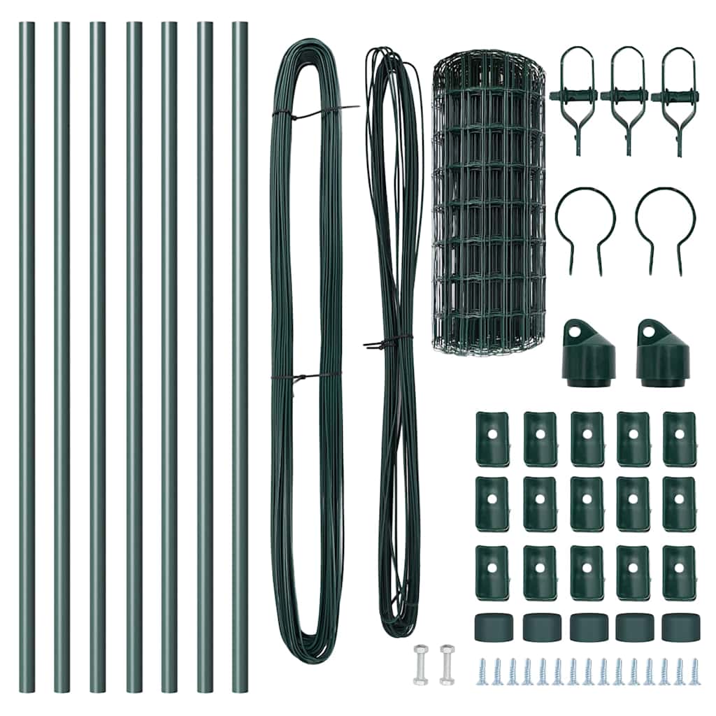 Stängsel med stolpe Grön 0,6 x 10 m Stål och PVC