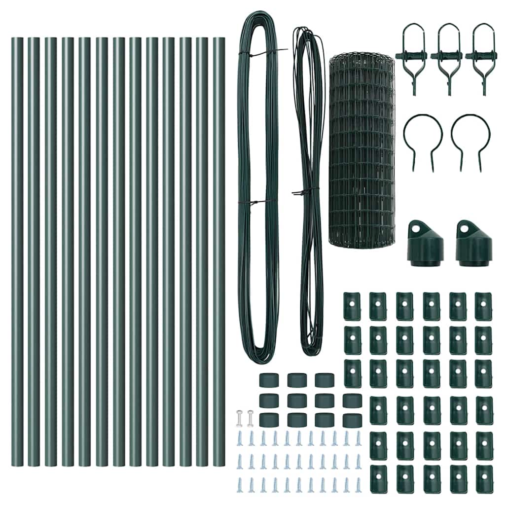 Stängsel med stolpe Grön 0,6 x 25 m Stål och PVC