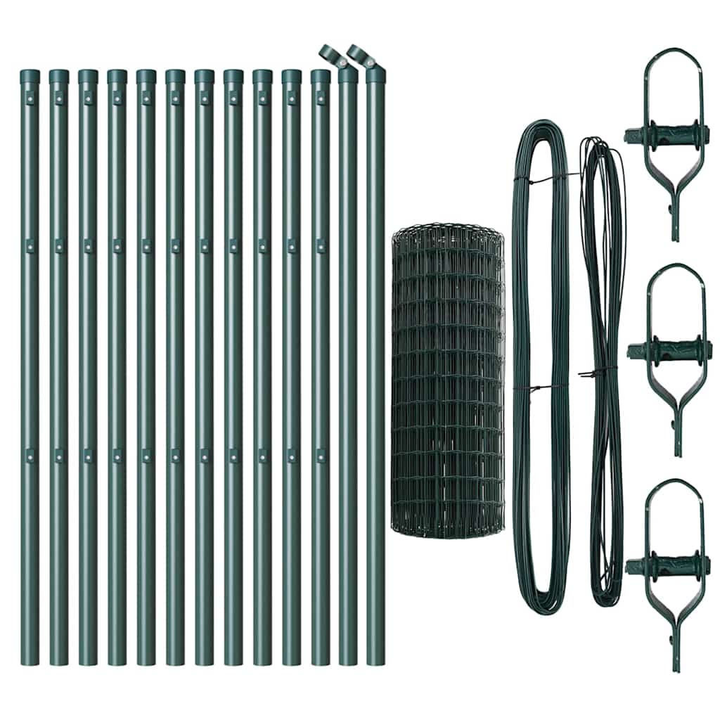 Stängsel med stolpe Grön 0,6 x 25 m Stål och PVC
