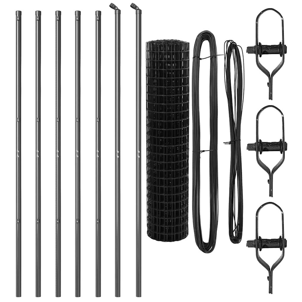 Stängsel med stolpe Grå 1,2 x 10 m Stål och PVC