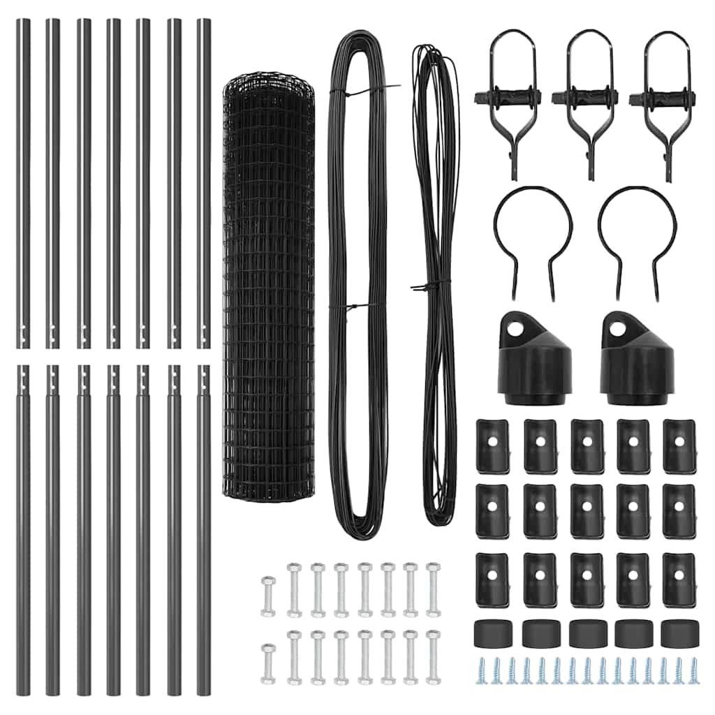 Stängsel med stolpe Grå 1 x 10 m Stål och PVC