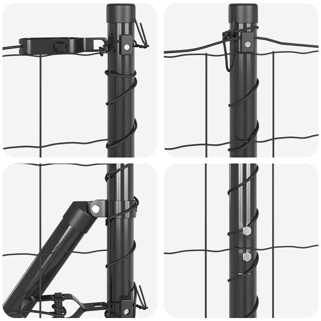 Stängsel med stolpe Grå 1,4 x 10 m Stål och PVC