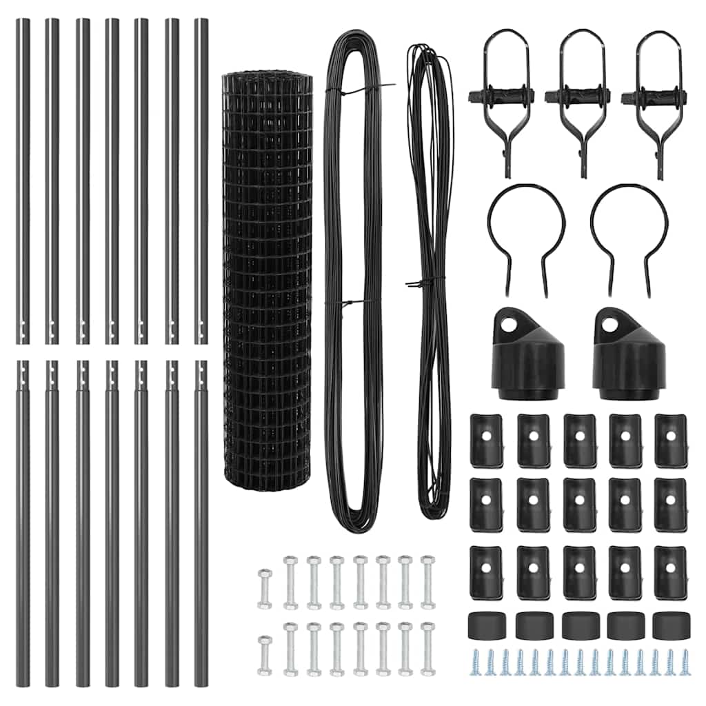 Stängsel med stolpe Grå 1,4 x 10 m Stål och PVC