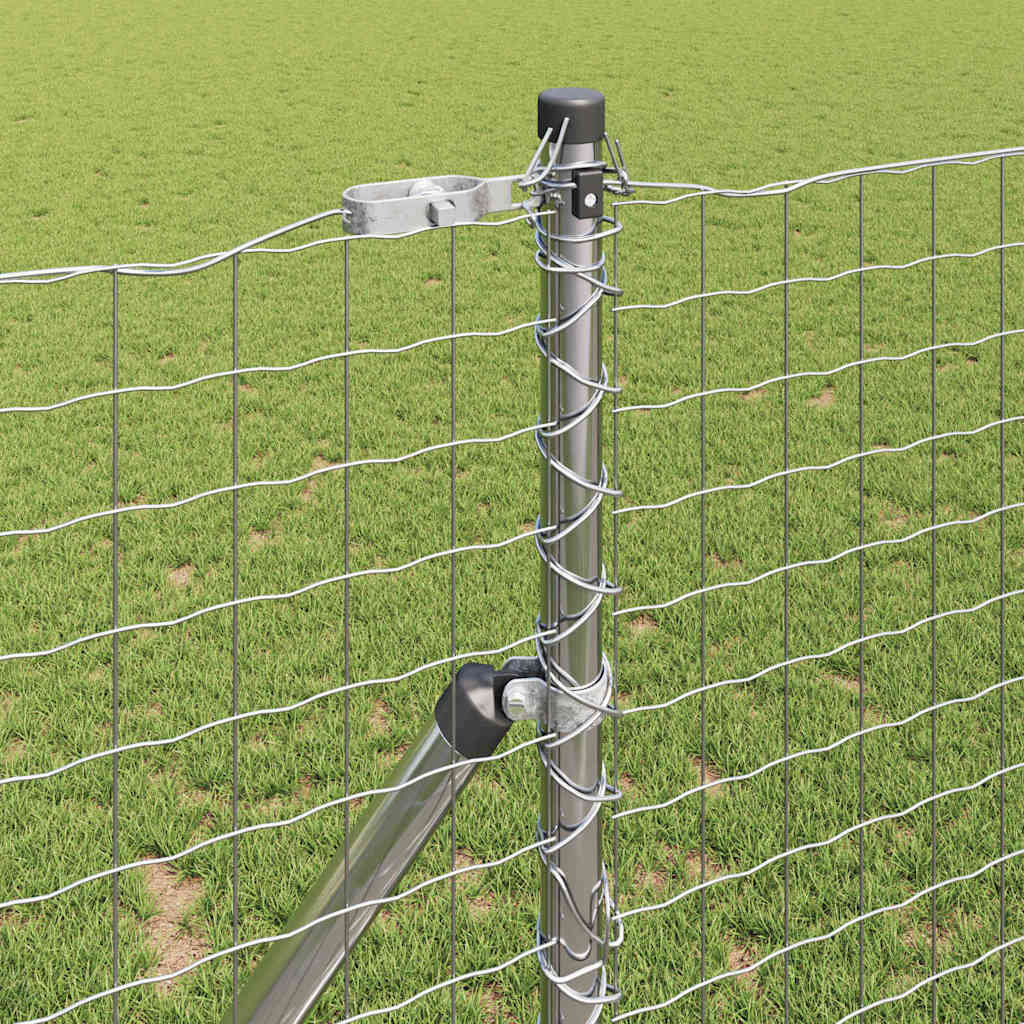 Stängsel med stolpe Silver 1 x 10 m Stål och PVC