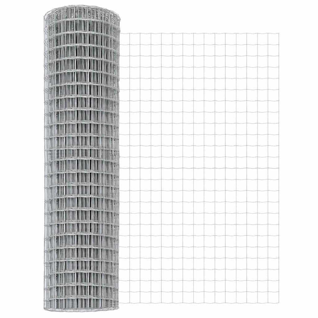 Stängsel med stolpe Silver 1 x 10 m Stål och PVC