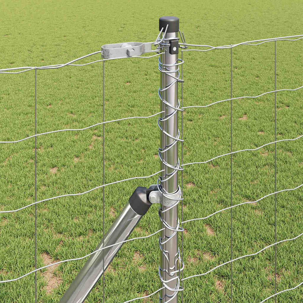 Stängsel med stolpe Silver 1,2 x 10 m Stål och PVC