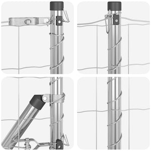Stängsel med stolpe Silver 0,4 x 25 m Stål och PVC