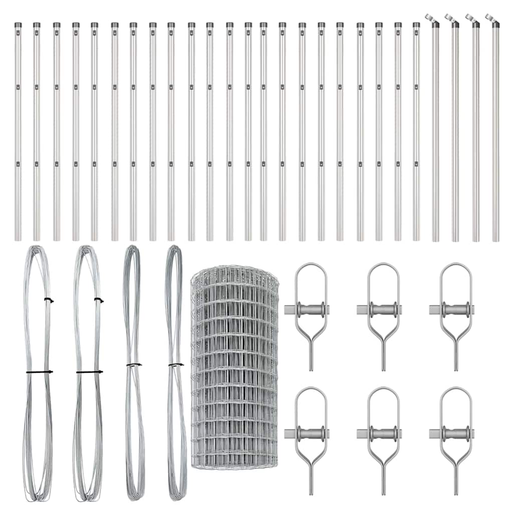 Stängsel med stolpe Silver 0,6 x 50 m Stål och PVC