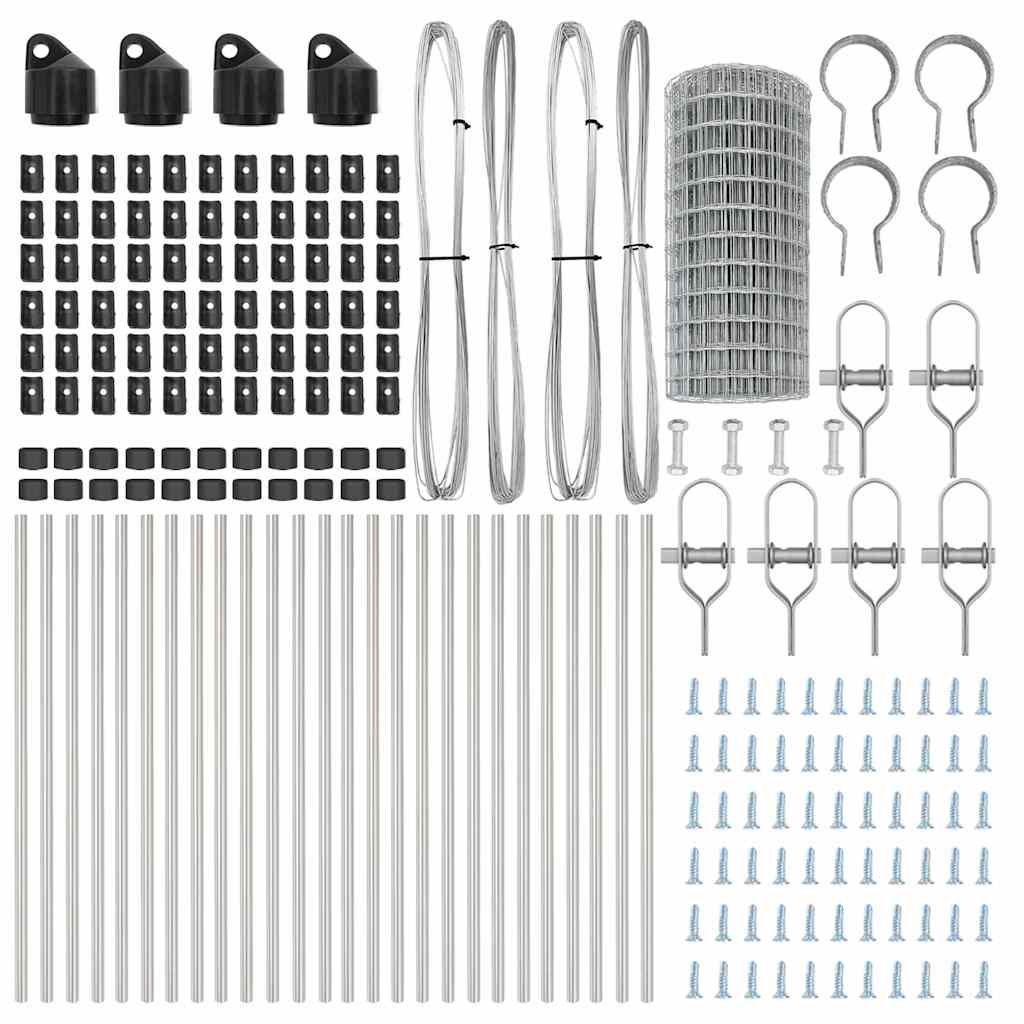 Stängsel med stolpe Silver 0,6 x 50 m Stål och PVC