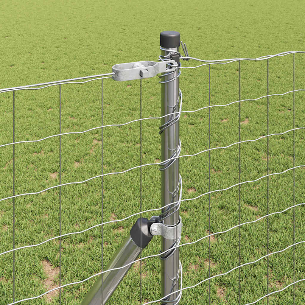 Stängsel med stolpe Silver 1 x 10 m Stål och PVC