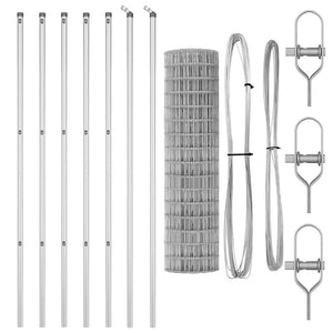 Stängsel med stolpe Silver 1 x 10 m Stål och PVC