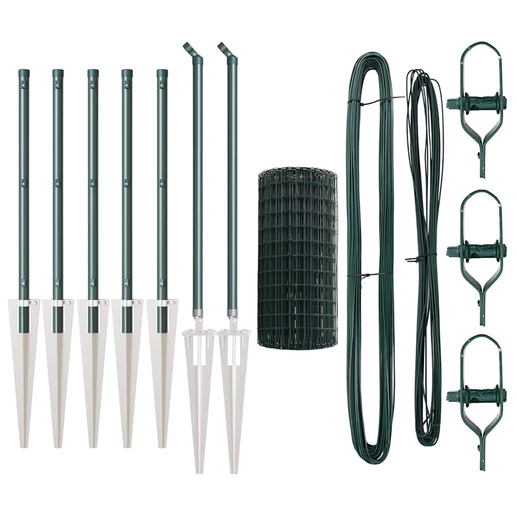 Stängsel med stolpe Grön 0,4 x 10 m Stål och PVC