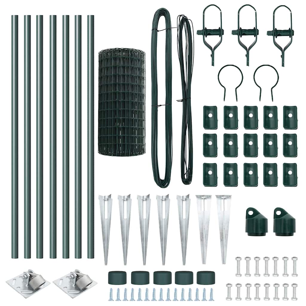 Stängsel med stolpe Grön 0,4 x 10 m Stål och PVC