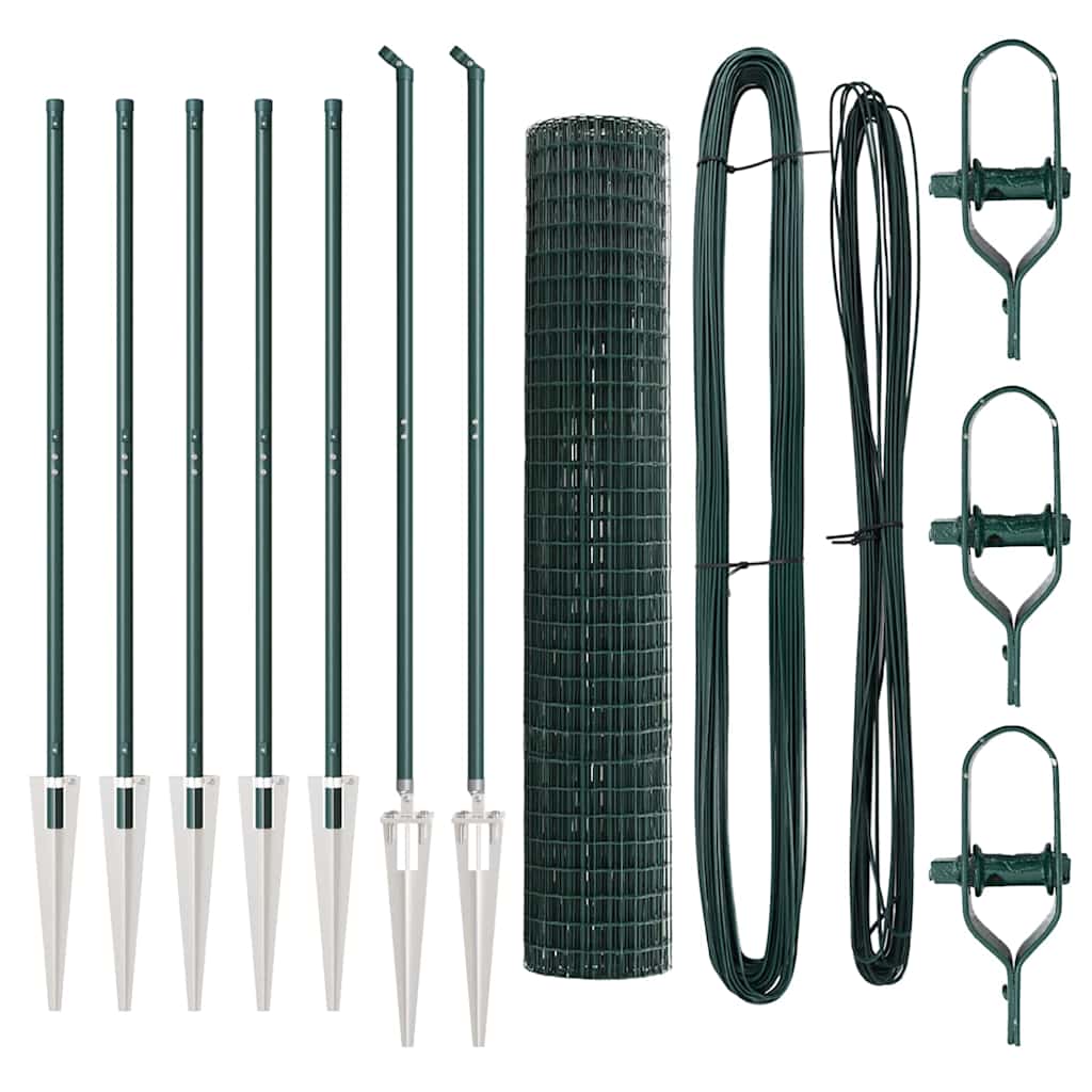 Stängsel med stolpe Grön 1,5 x 10 m Stål och PVC