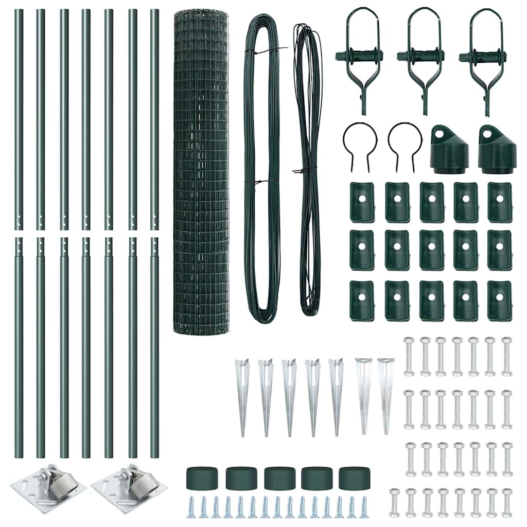 Stängsel med stolpe Grön 1,5 x 10 m Stål och PVC