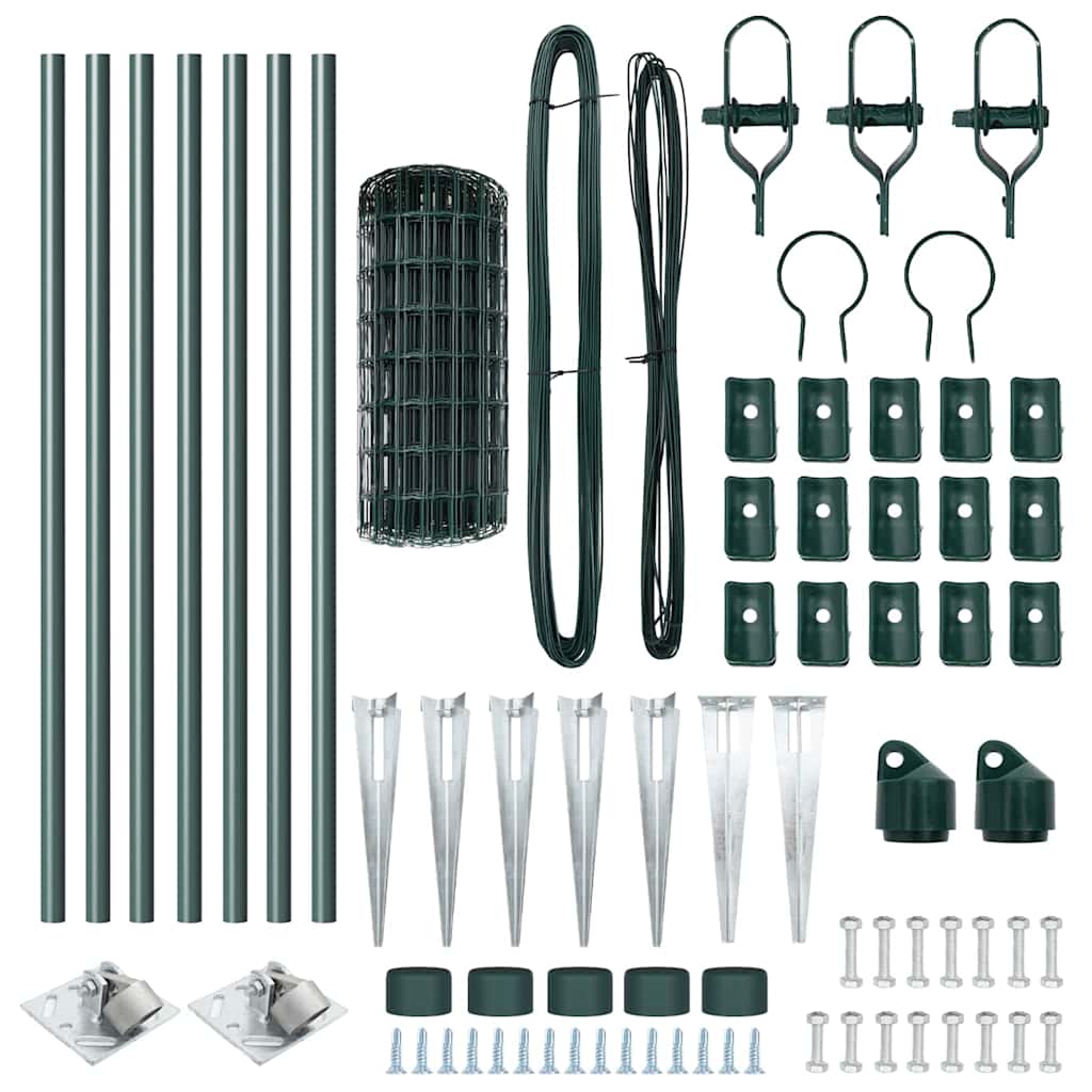 Stängsel med stolpe Grön 0,6 x 10 m Stål och PVC