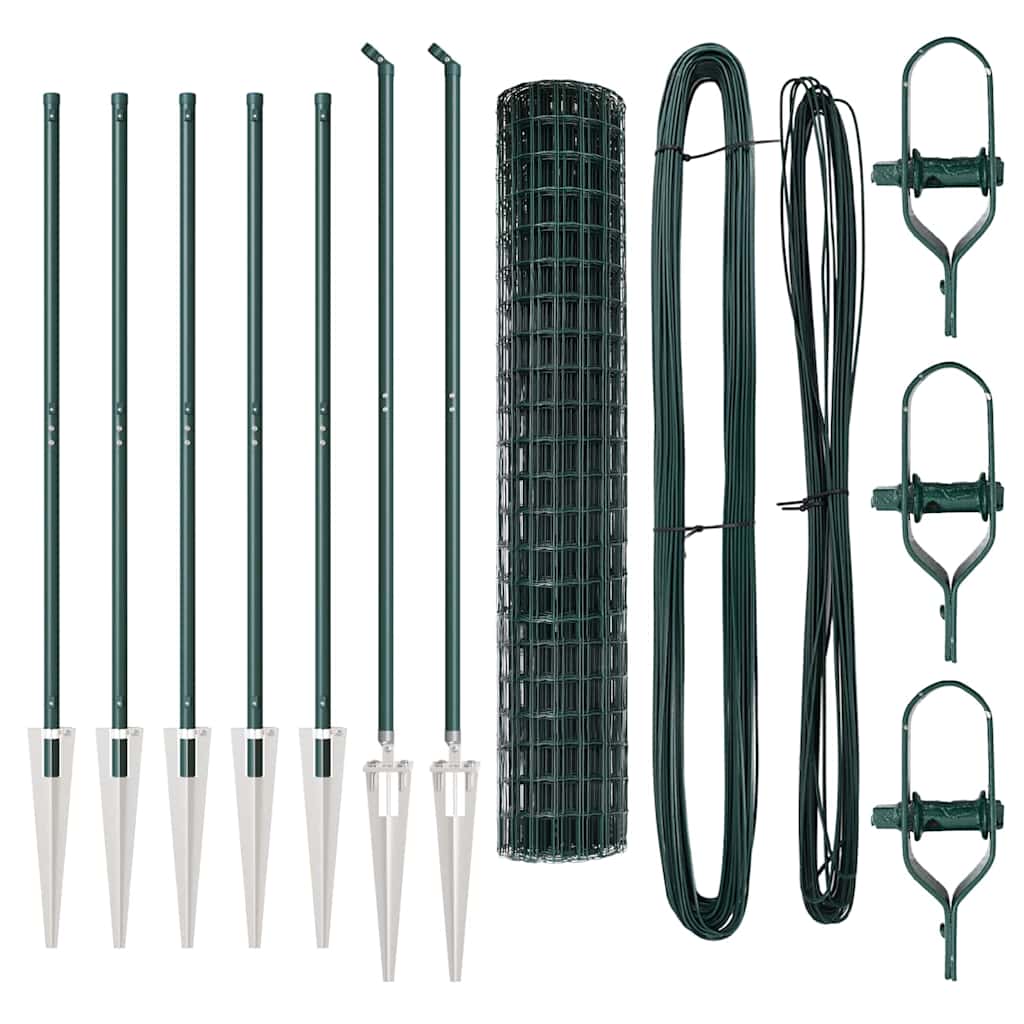 Stängsel med stolpe Grön 1,5 x 10 m Stål och PVC