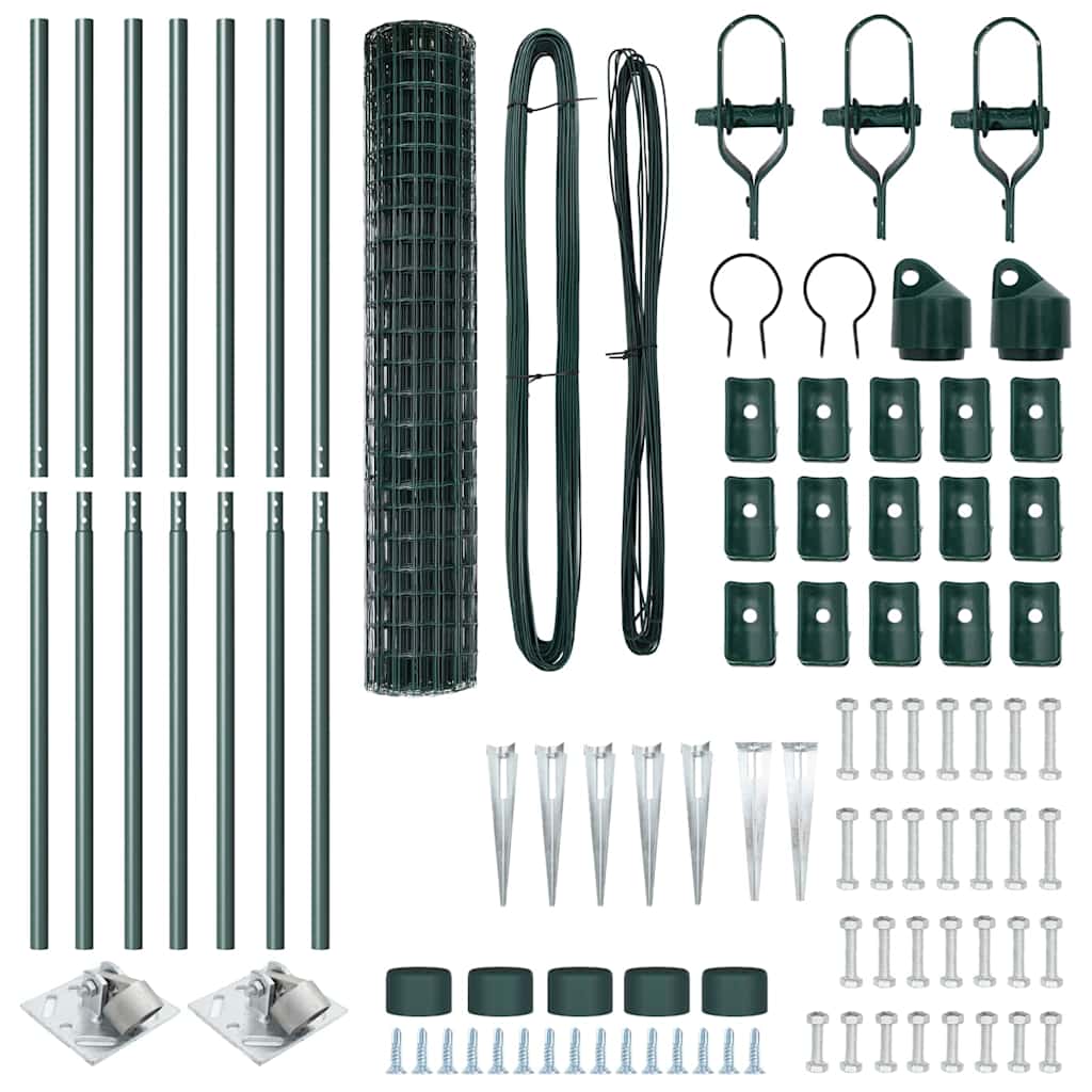 Stängsel med stolpe Grön 1,5 x 10 m Stål och PVC