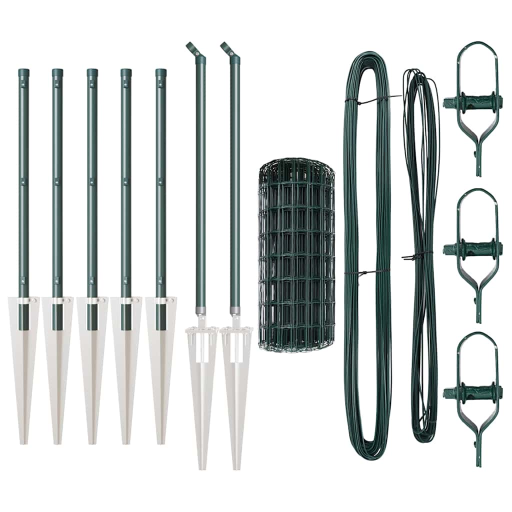 Stängsel med stolpe Grön 0,8 x 10 m Stål och PVC