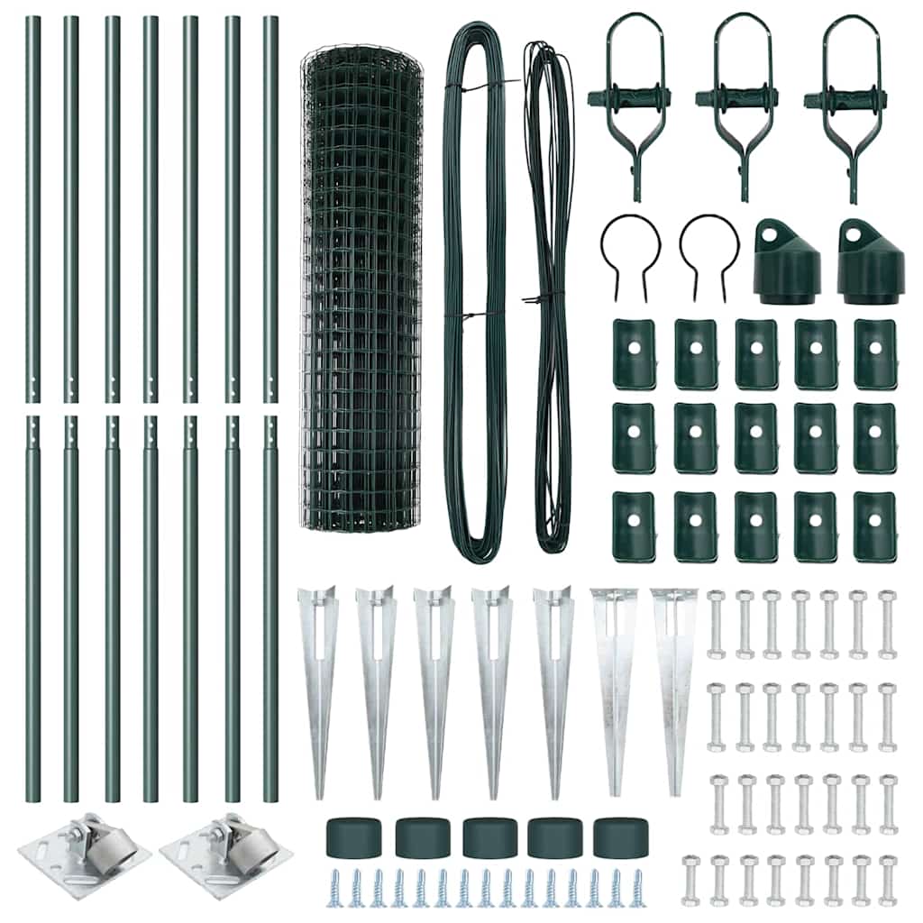 Stängsel med stolpe Grön 1,4 x 10 m Stål och PVC