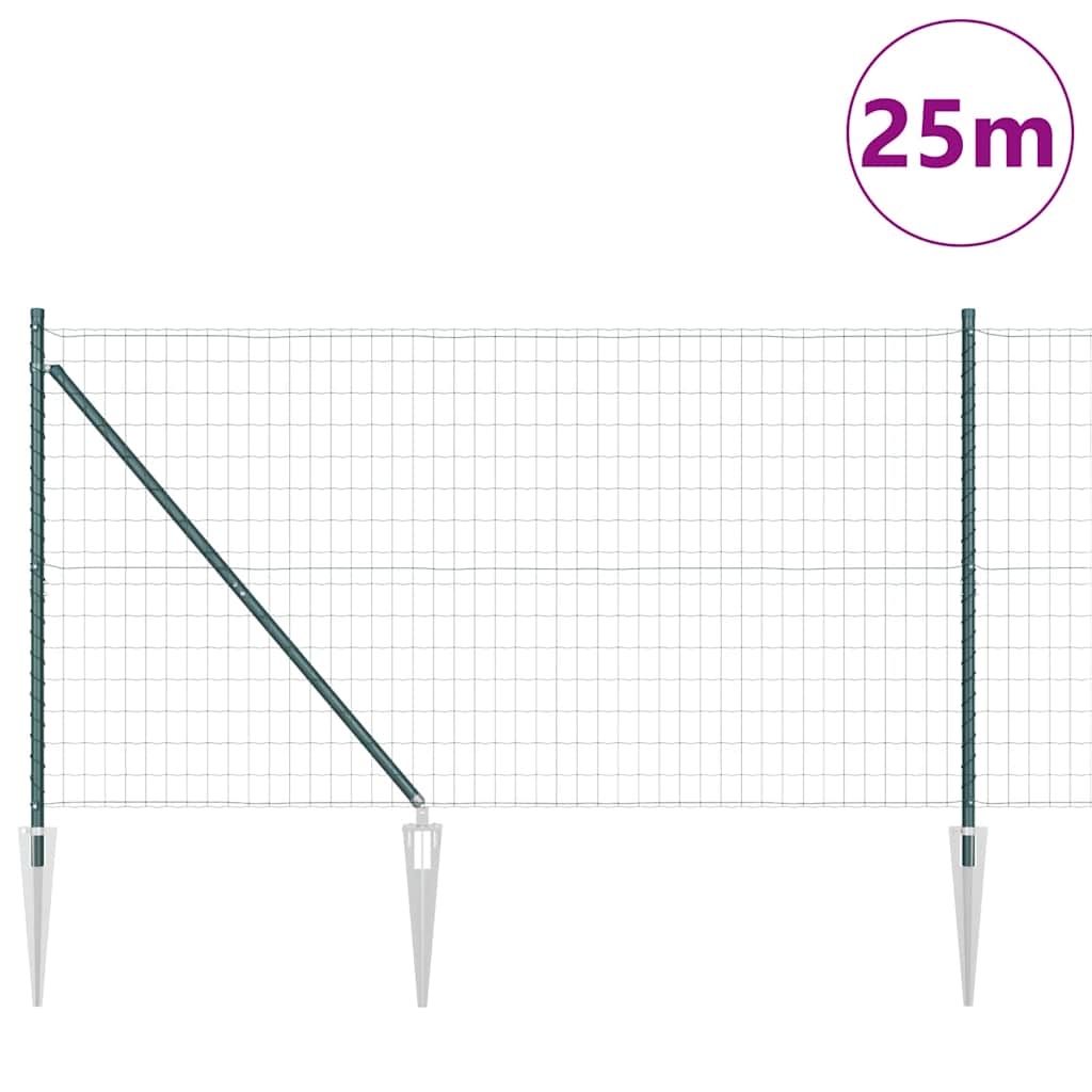 Stängsel med stolpe Grön 1,2 x 25 m Stål och PVC