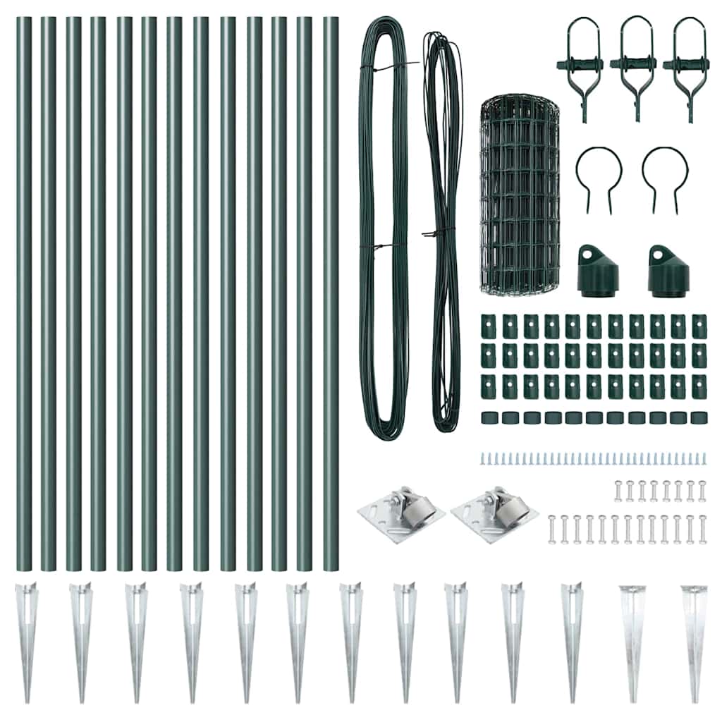 Stängsel med stolpe Grön 0,6 x 25 m Stål och PVC
