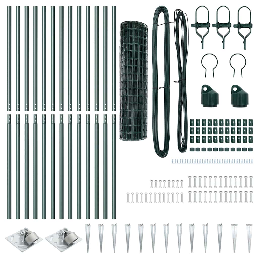 Stängsel med stolpe Grön 1,2 x 25 m Stål och PVC