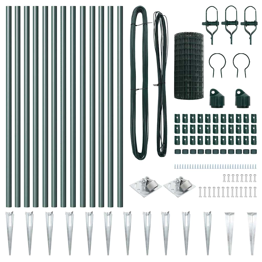 Stängsel med stolpe Grön 0,4 x 25 m Stål och PVC