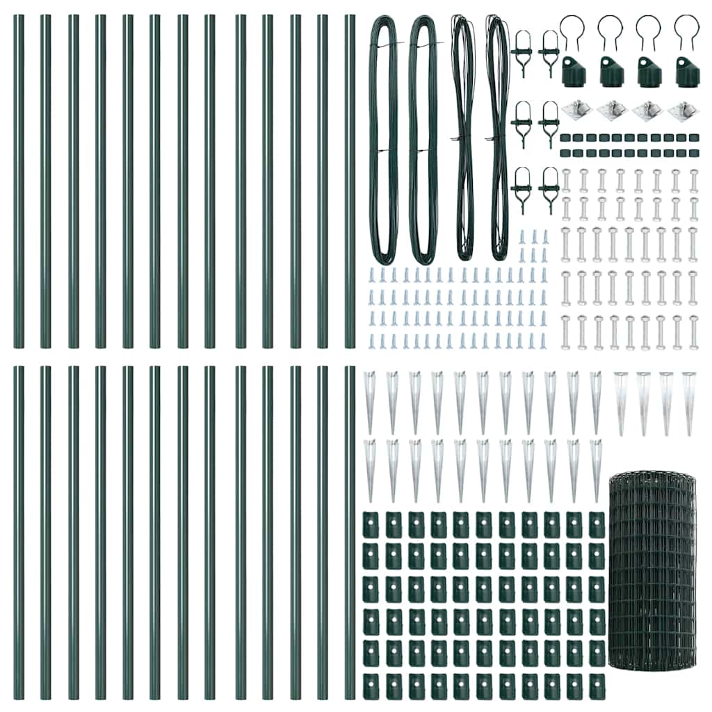 Staket med stolpar Grön 0.4 x 50 m Stål