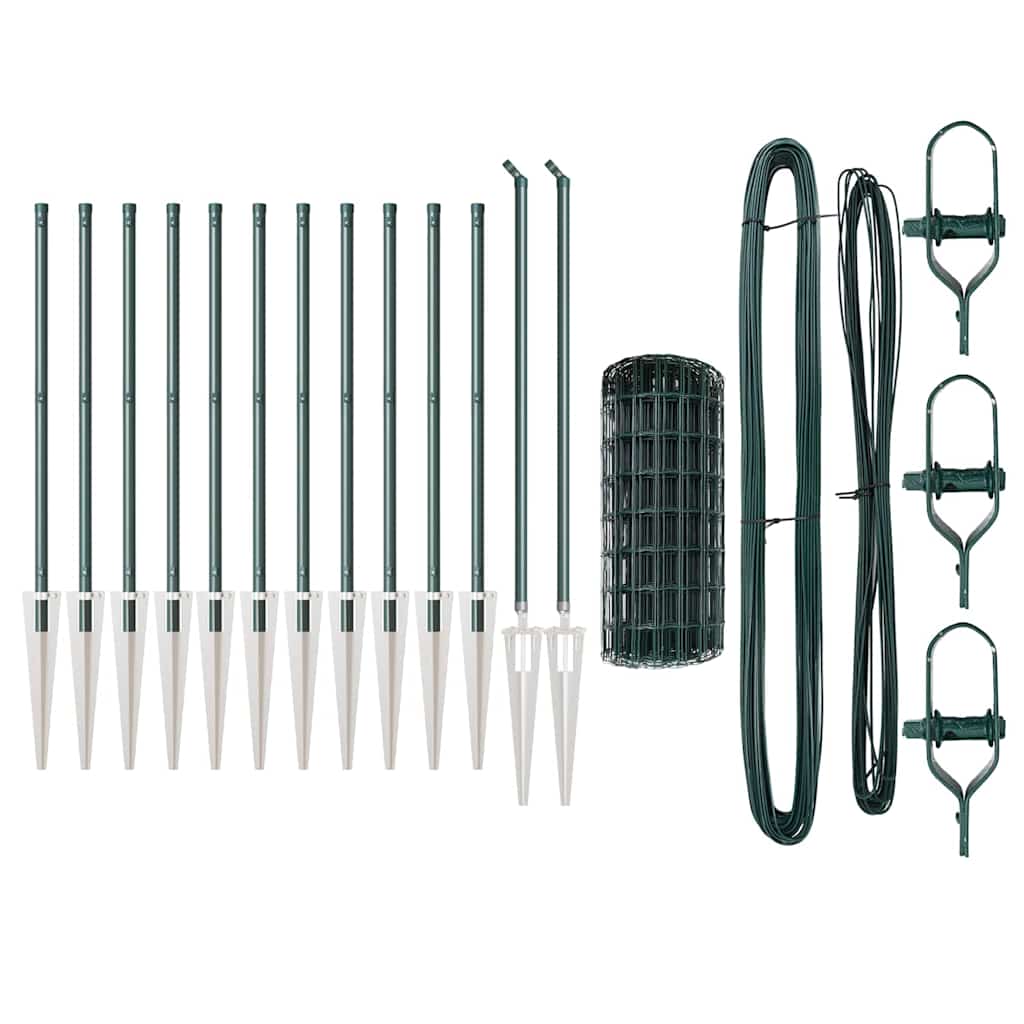 Staket med stolpar Grön 0.6 x 25 m Stål