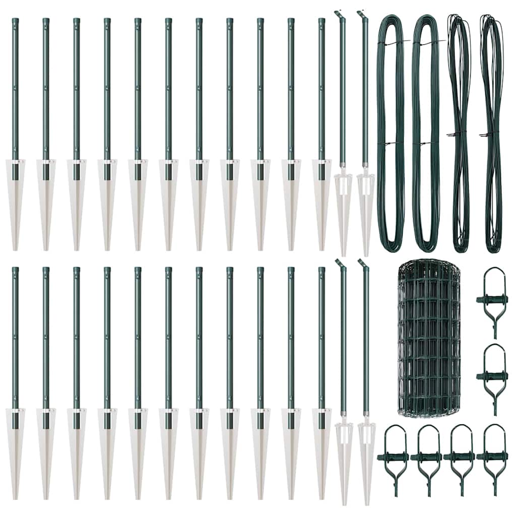 Stängsel med stolpe Grön 0,4 x 50 m Stål och PVC