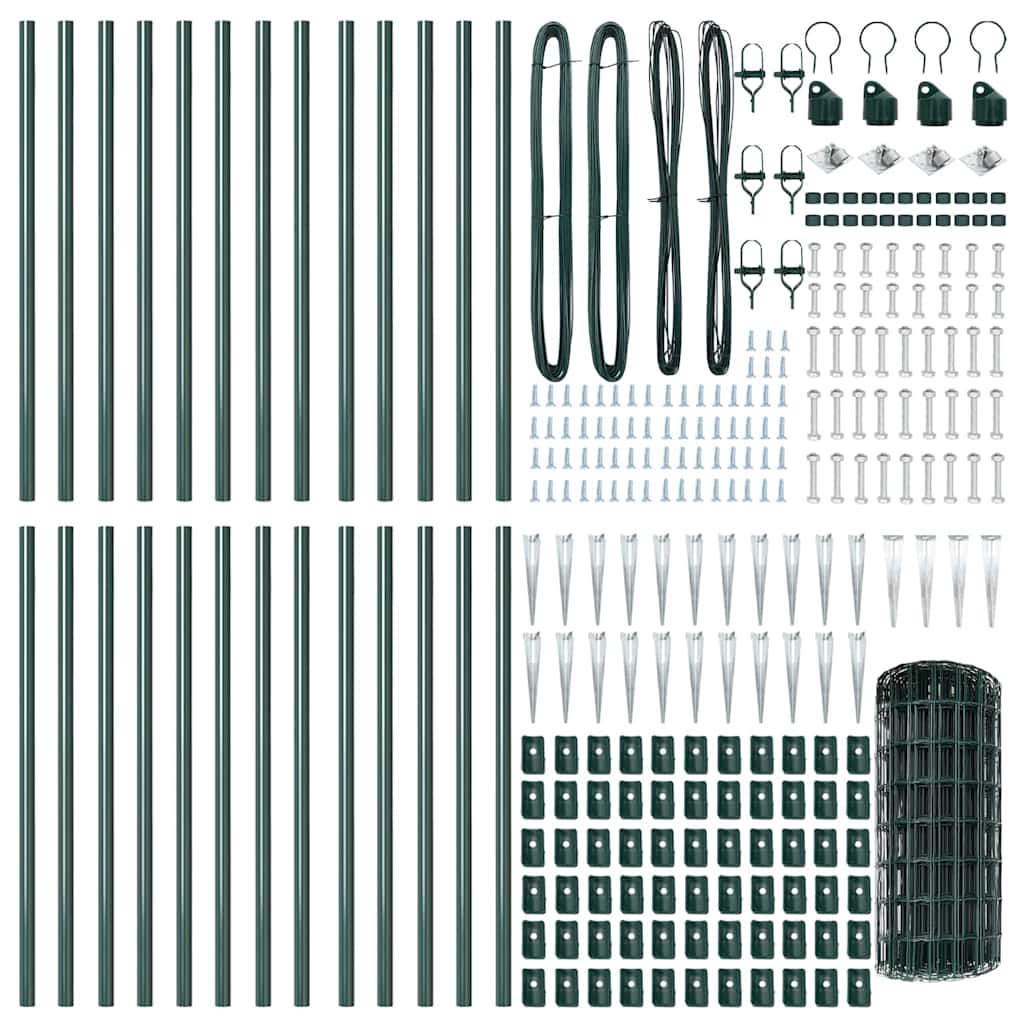 Stängsel med stolpe Grön 0,4 x 50 m Stål och PVC