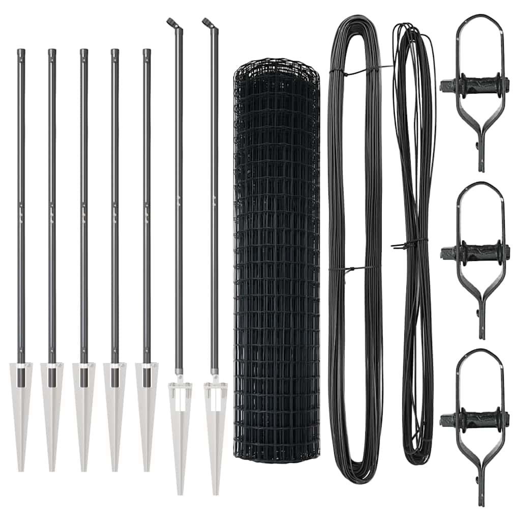 Stängsel med stolpe Grå 1,4 x 10 m Stål och PVC