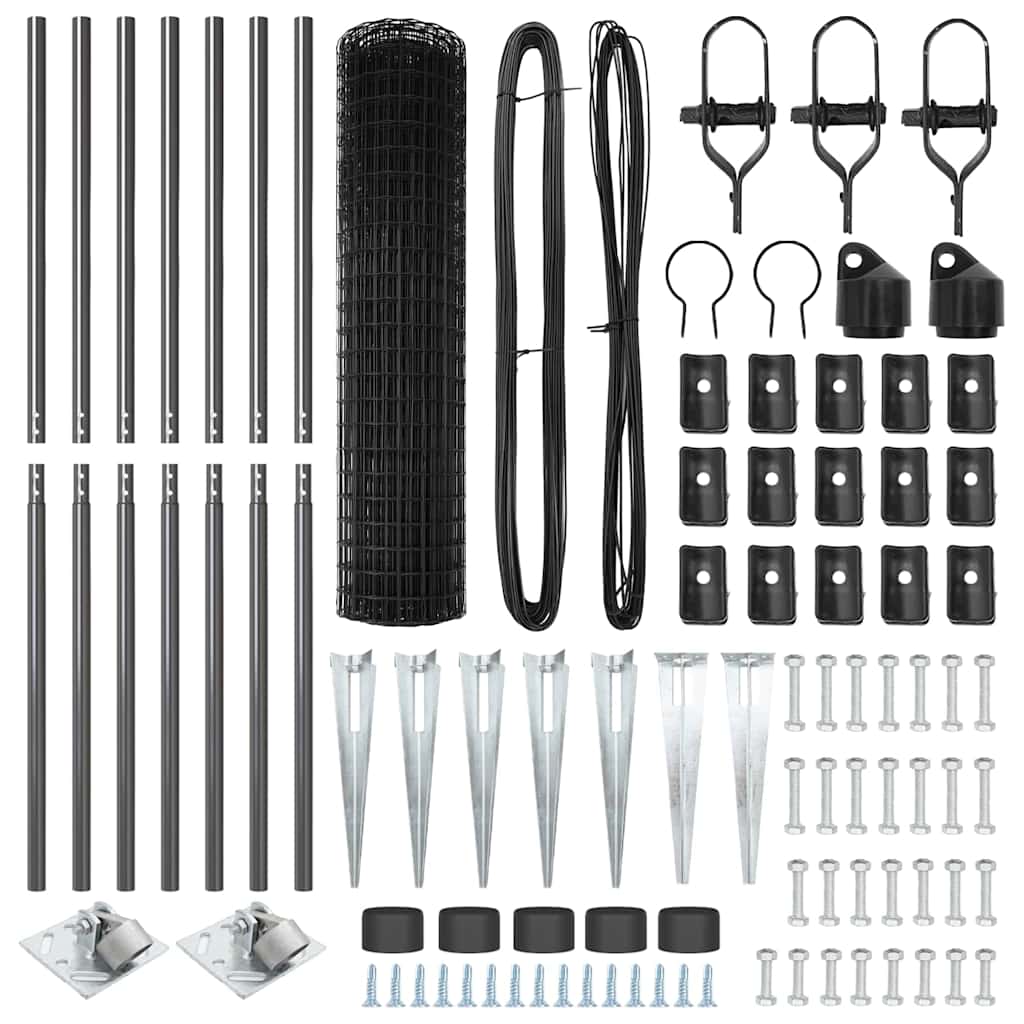 Stängsel med stolpe Grå 1,4 x 10 m Stål och PVC