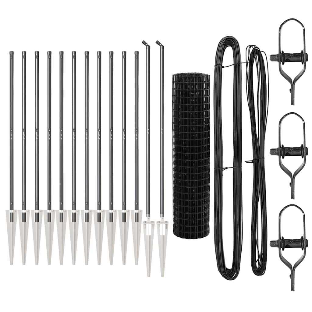 Stängsel med stolpe Grå 1,2 x 25 m Stål och PVC