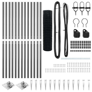 Stängsel med stolpe Grå 1,2 x 25 m Stål och PVC
