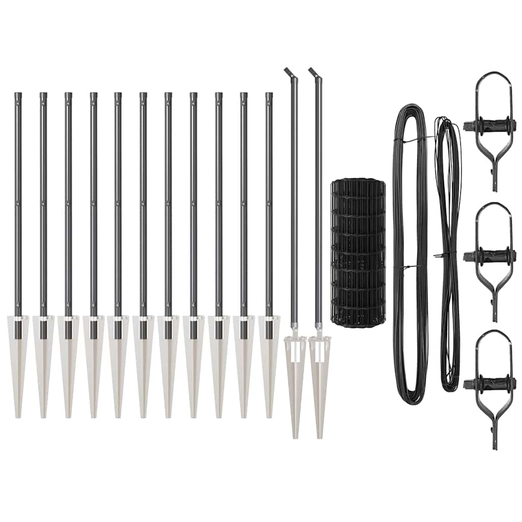 Staket med stolpar Grå 0.8 x 25 m Stål