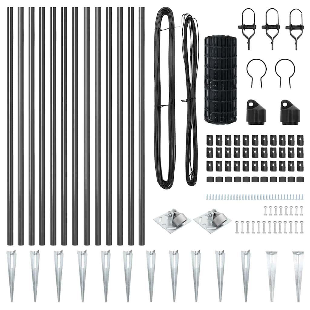 Staket med stolpar Grå 0.8 x 25 m Stål