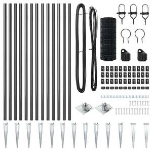 Staket med stolpar Grå 0.8 x 25 m Stål
