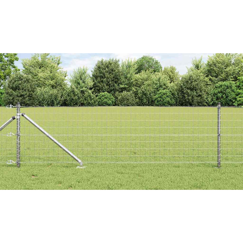 Stängsel med stolpe Silver 0,8 x 25 m Stål